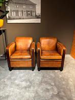 Vintage Art Deco Schapenleren Fauteuils - Set, Gebruikt, 75 tot 100 cm, Art Deco, Lounge Atelier