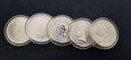 PROFESSIONELE SET BULLION ZILVEREN MUNTEN 5 X ALS NIEUW O.A., Ophalen of Verzenden, Zilver