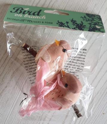 Lente & zomer decoratie: roze vogels op tak - NIEUW