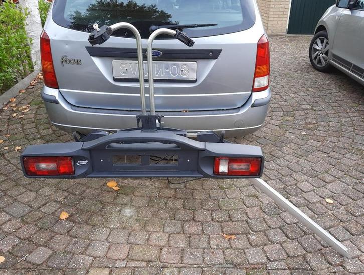 Moderne Kantelbare Fietsendrager voor electrische fietsen, Auto diversen, Fietsendragers, Zo goed als nieuw, Trekhaakdrager, 2 fietsen