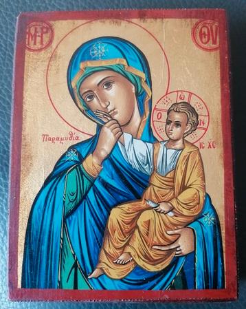 Religieuze icoon van de Maagd Maria met Jezus als kind.  beschikbaar voor biedingen