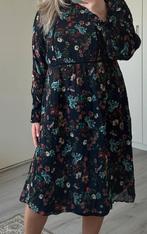 Zara basic collection donkerblauw midi jurk met bloemenprint, Maat 38/40 (M), Blauw, Zara, Ophalen of Verzenden