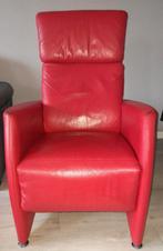 Rode echt lederen relax stoel, Ophalen, Gebruikt, 75 tot 100 cm, 50 tot 75 cm