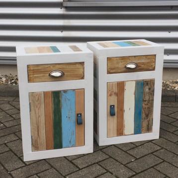 Maatwerk nachtkastjes sloophout circulair scrapwood upcycle beschikbaar voor biedingen