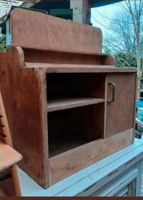 Houten kastje met deur en planken, Antiek en Kunst, Curiosa en Brocante, Ophalen