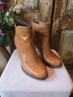 Cognac leren enkellaarsjes Sacha, Bruin, Lage of Enkellaarzen, Ophalen of Verzenden, Zo goed als nieuw