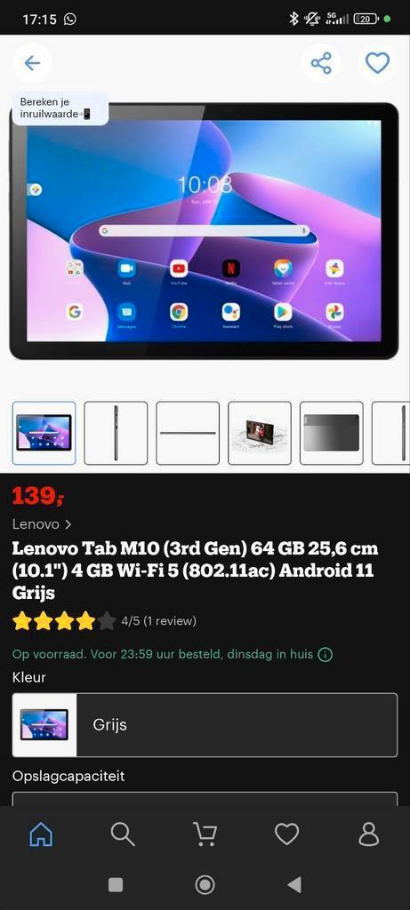 Lenovo Tab M10HB - Tablet, Computers en Software, Android Tablets, Gebruikt, 10 inch, 64 GB, Uitbreidbaar geheugen, Ophalen of Verzenden