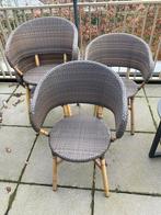 Set van 4 rotan tuinstoelen, Huis en Inrichting, Ophalen, Gebruikt, Bruin, Riet of Rotan