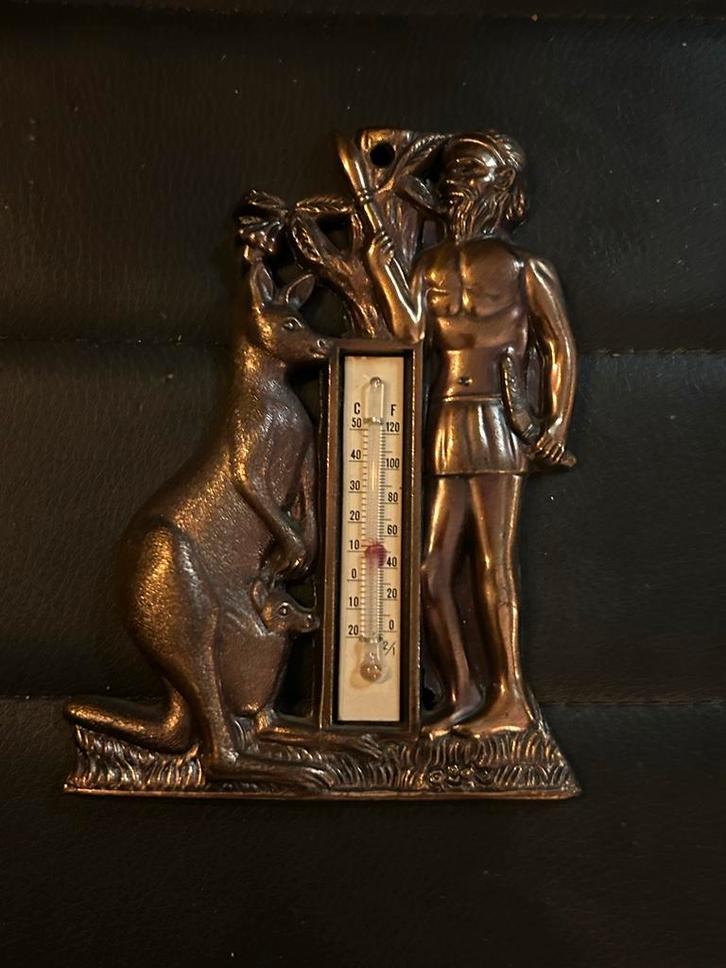 Vintage Thermometer met Kangoeroe & Man, Huis en Inrichting, Woonaccessoires | Thermometers, Gebruikt, Binnenthermometer, Ophalen of Verzenden