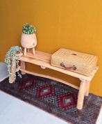 Houten halbankje, bankje, sidetable, tafeltje, bijzettafel, Huis en Inrichting, Minder dan 50 cm, 125 cm of meer, Vintage, Ophalen of Verzenden
