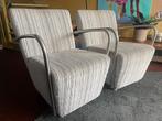 Fauteuil 2x grijs rib stof, Huis en Inrichting, Fauteuils, Ophalen, 75 tot 100 cm, Zo goed als nieuw, Stof