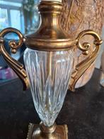 Antieke lamp kristal op bronzen voet, Ophalen of Verzenden