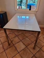 Leuke eettafel met melkglas blad, Huis en Inrichting, Tafels | Eettafels, 100 tot 150 cm, Zo goed als nieuw, Rechthoekig, 50 tot 100 cm