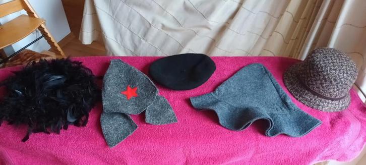 Toneel, verkleden.Diverse hoedjes en zwarte boa, Kleding | Dames, Carnavalskleding en Feestkleding, Carnaval, Ophalen of Verzenden