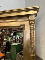 Prachtige grote XXL 221 cm antiek Franse spiegel, hout, 100 tot 150 cm, Ophalen of Verzenden, 200 cm of meer