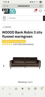 3-zits bank en grote stoel, warm groen, Huis en Inrichting, 75 tot 100 cm, Ophalen of Verzenden, Zo goed als nieuw, Rechte bank