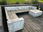 Grote Steigerhout hoekbank met tafel 360 cm bij 230, Gebruikt, Ophalen of Verzenden, Hout