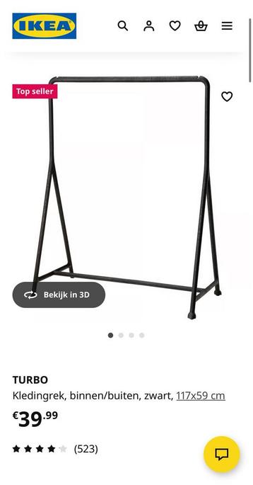 Zwart kledingrek, 117x59 cm beschikbaar voor biedingen