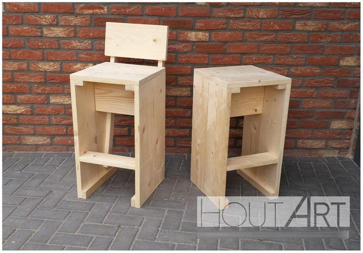 Kruk / Barkruk WOOD steigerhout!, Huis en Inrichting, Barkrukken, Nieuw, 60 tot 90 cm, Hout, 5 krukken of meer, Met voetsteun