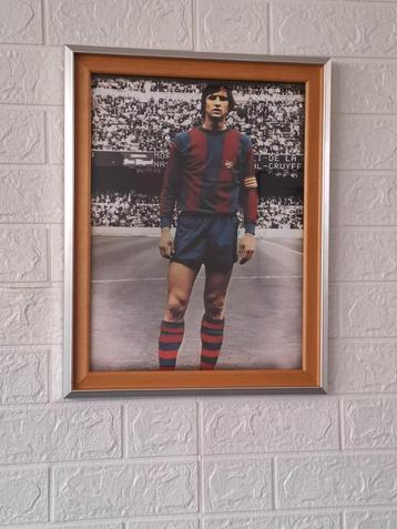 Johan Cruijff Barcelona op canvas ingelijst