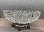 Antieke glazen kristallen schaal met zilveren voet, Antiek en Kunst, Antiek | Schalen, Ophalen of Verzenden
