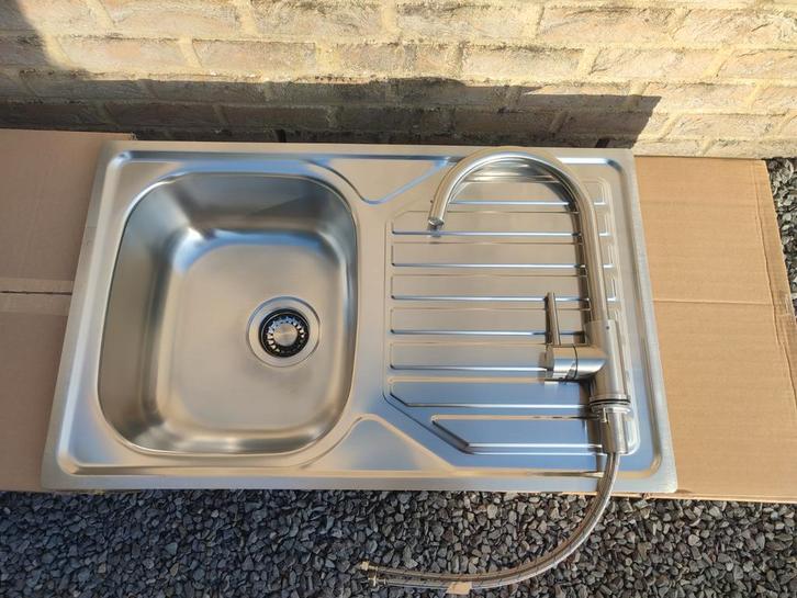 RVS Spoelbak met Kraan - Nieuw!, Huis en Inrichting, Keuken | Keukenelementen, Nieuw, Minder dan 100 cm, 25 tot 50 cm, Ophalen of Verzenden