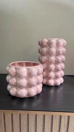 Prachtige roze parelmoer vazenset – met decoratieve bollen, Overige kleuren, ., Ophalen of Verzenden, .