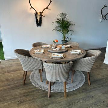 Rough ronde Tuinset - Diningset/ 150cm + draaiplateau - ZGAN beschikbaar voor biedingen