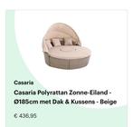 Zonne-eiland met Dak & Kussens - 185cm - Beige, Tuin en Terras, Nieuw, Loungeset, Wicker, Bank