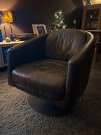 Luxe Natuzzi Italiaanse draaifauteuil - Taupe, Ophalen, Zo goed als nieuw, Leer, 75 tot 100 cm
