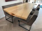 Eetkamer bank en 3 stoelen - grijs/taupe, Huis en Inrichting, Stoelen, Gebruikt, Ophalen of Verzenden, Vijf, Zes of meer stoelen