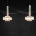Vintage jaren 50 60 dubbele hanglamp kristal Kinkeldey, Huis en Inrichting, Lampen | Hanglampen, Gebruikt, 50 tot 75 cm, Glas