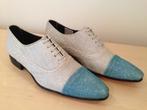 Pepe Milan herenschoenen 42 leder wit-blauw glitter stof, Ophalen, Blauw, Pepe milan, Zo goed als nieuw