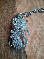 Erg mooi ketting met dubbele poes en lange ketting, Sieraden, Tassen en Uiterlijk, Kettingen, Ophalen, Zo goed als nieuw, Zilver