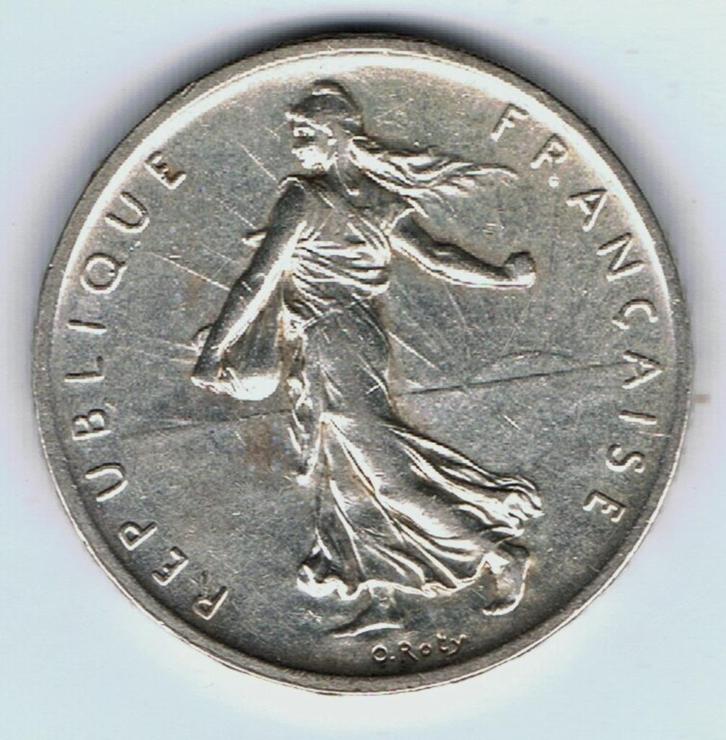 23-058 Frankrijk 5 franc 1960, Postzegels en Munten, Munten | Europa | Niet-Euromunten, Losse munt, Frankrijk, Zilver, Verzenden