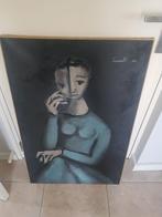 Modern schilderij op doek blauwe dame Cassanello 1962, Ophalen