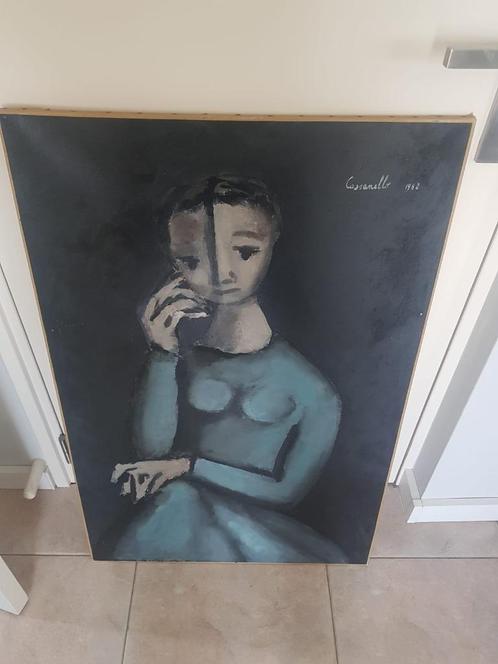 Modern schilderij op doek blauwe dame Cassanello 1962, Antiek en Kunst, Kunst | Schilderijen | Modern, Ophalen