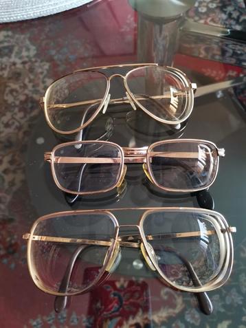 3 stuks vintage goudkleurige brilmonturen beschikbaar voor biedingen