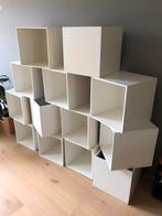 13 witte houten kubussen van 37x37x37 cm, Huis en Inrichting, Kasten | Wandmeubels, Ophalen, Gebruikt, Minder dan 150 cm, Minder dan 100 cm