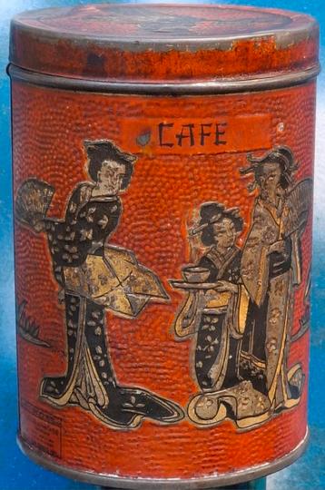 Blik. Chinese koffie.  Voorraad blik. 900 gr. Ca 1920. 12.5  beschikbaar voor biedingen