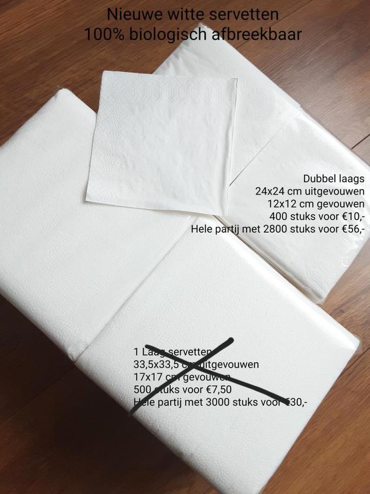Nieuwe grote partij 100% bio servetten, plastic glazen enz, Huis en Inrichting, Keuken | Textiel, Nieuw, Ophalen of Verzenden
