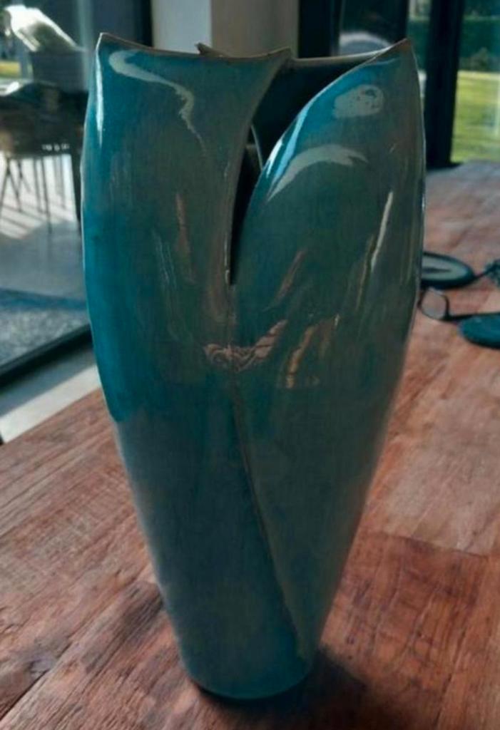 Ed Meissenberg vouwvaas - 32 cm hoog, Huis en Inrichting, Woonaccessoires | Vazen, Zo goed als nieuw, Blauw, Minder dan 50 cm