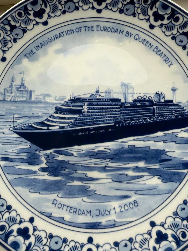 Delfts Blauw Bord Eurodam 2008 met Certificaat, Antiek en Kunst, Antiek | Wandborden en Tegels, Ophalen of Verzenden