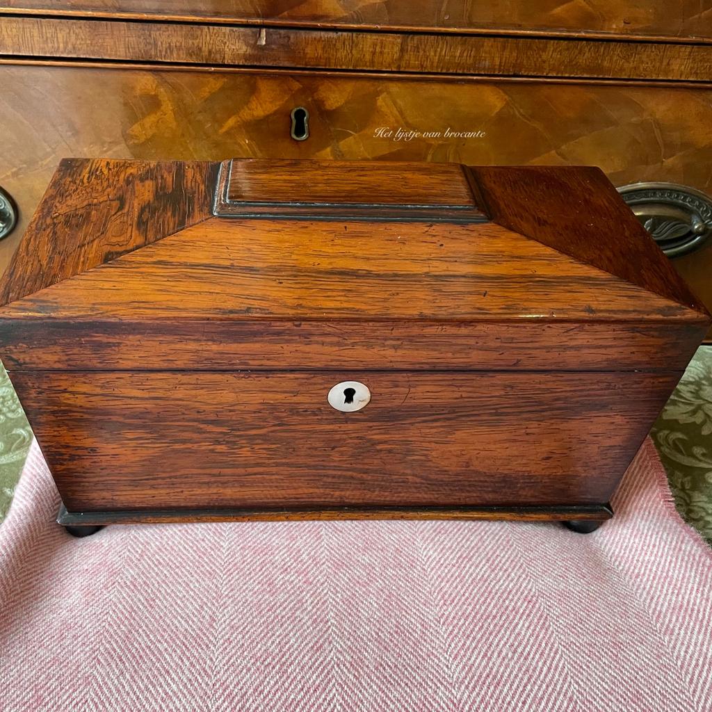 Engels antieke Rosewood Tea caddy/Theekist, Antiek en Kunst, Ophalen of Verzenden