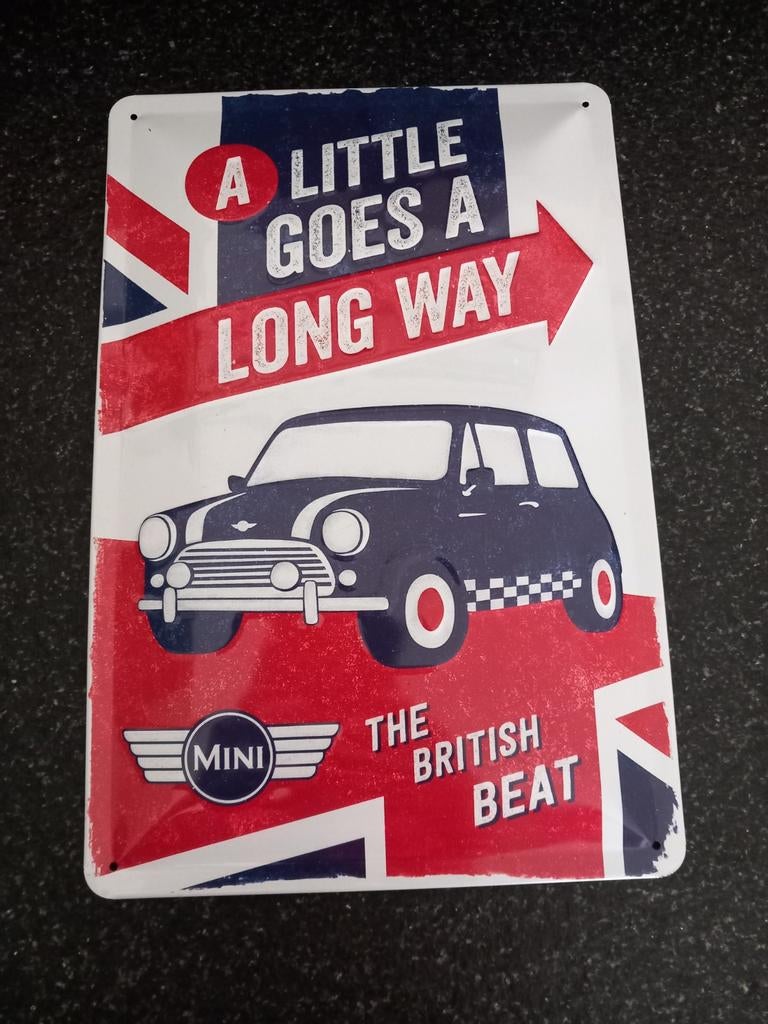 Mini metalen bord - The British Beat, Metaal, Gebruikt, Ophalen of Verzenden, Reclamebord