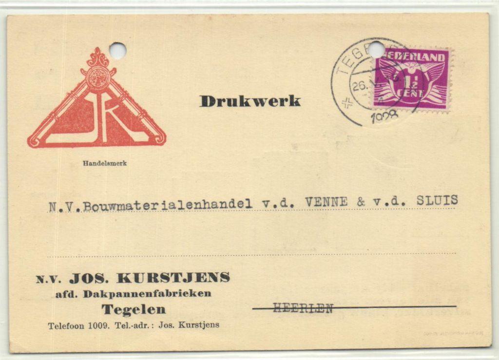 x52021 kurstjens tegelen, Verzenden, Voor 1920, Noord-Brabant