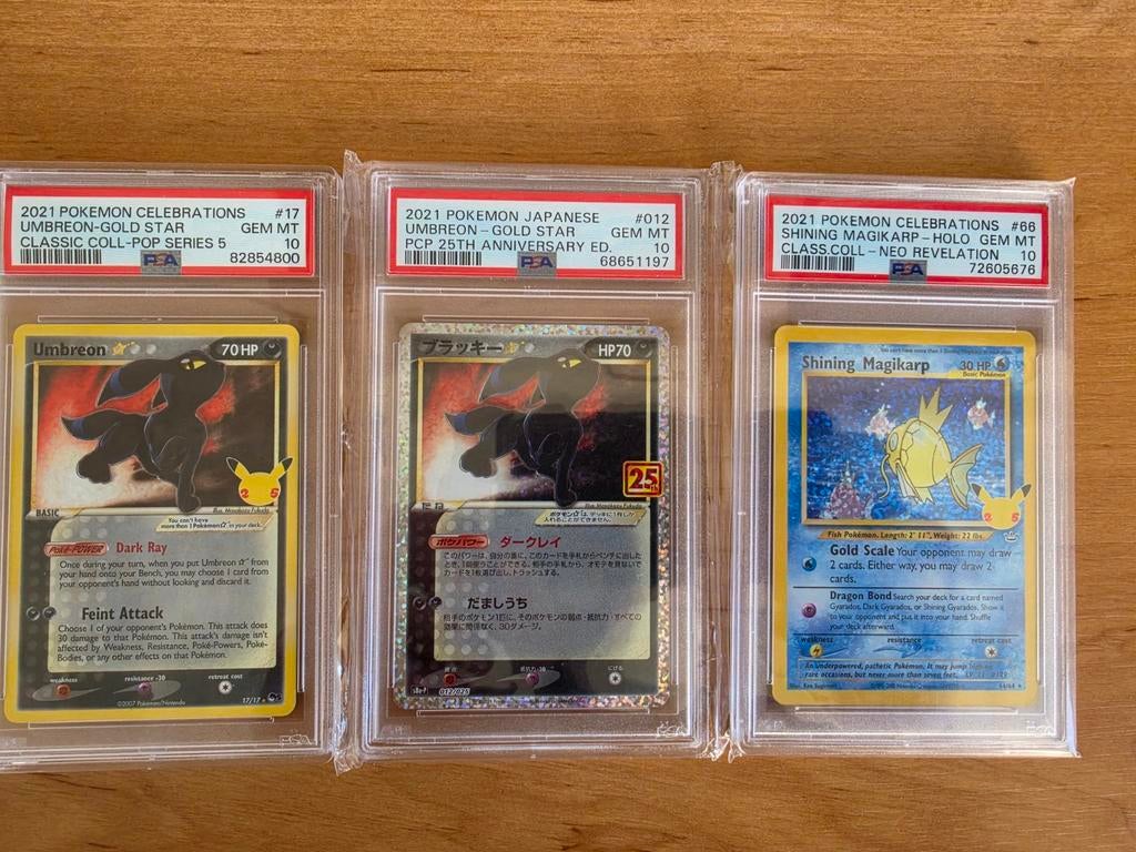 PSA 10High-End Pokémon Kaarten - Umbreon, Magikarp, Ophalen of Verzenden, Nieuw, Meerdere kaarten, Foil