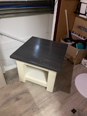 Salontafel / bijzettafel crème antraciet met plateau, Huis en Inrichting, Tafels | Salontafels, Ophalen, Rond, 50 tot 100 cm, Minder dan 50 cm