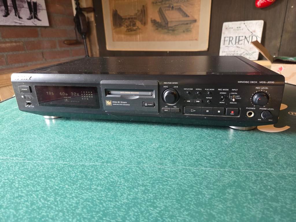 Sony MDS-JE510 Minidisc Deck Zwart, Ophalen of Verzenden, Minidisc-recorder