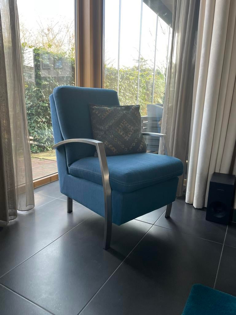 Fauteuil petrol, Huis en Inrichting, Fauteuils, Ophalen of Verzenden, Zo goed als nieuw, 75 tot 100 cm, 50 tot 75 cm